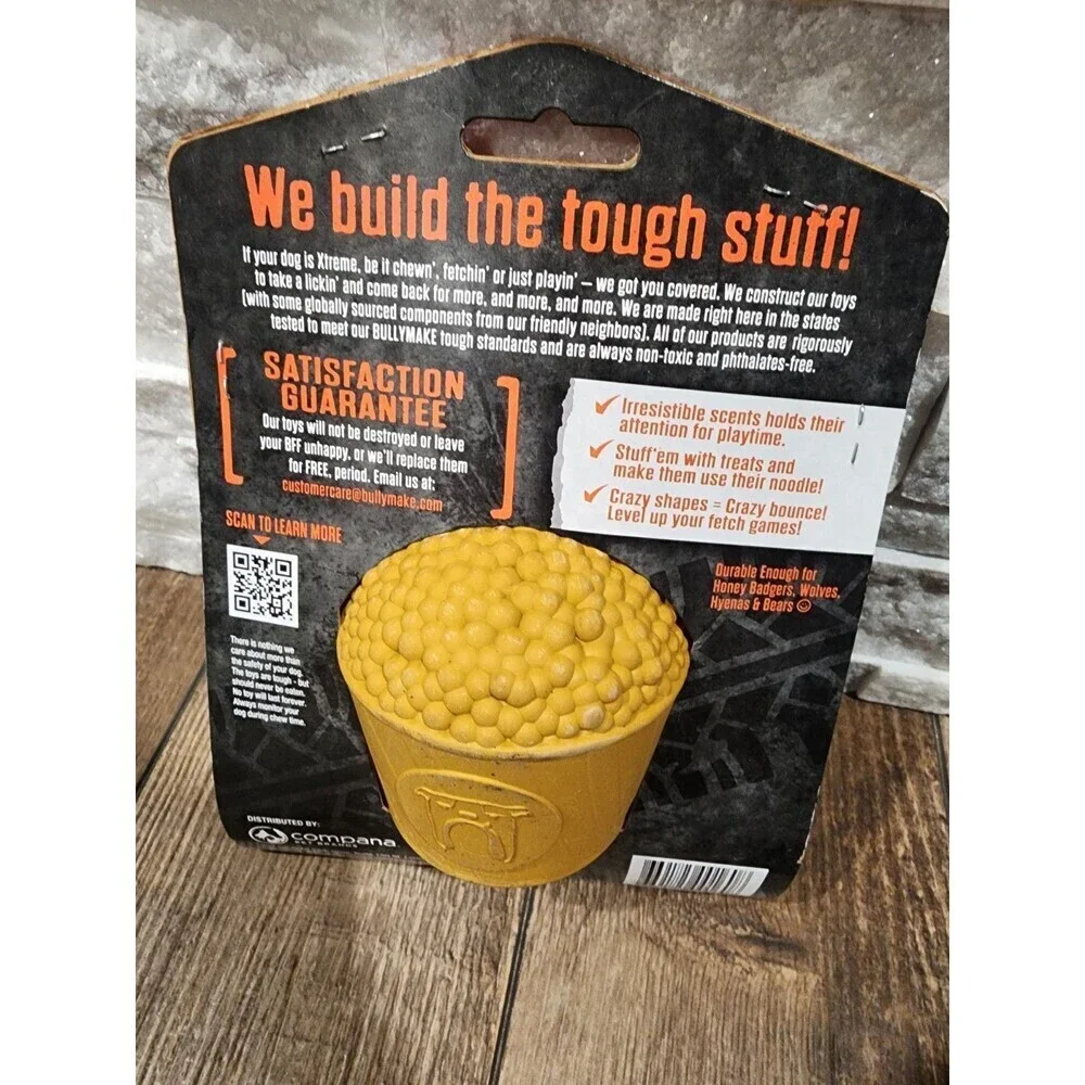 Bullymake Toss N Treat Popcorn Flavored Dog Toy Treats Enrichment Power Chewer